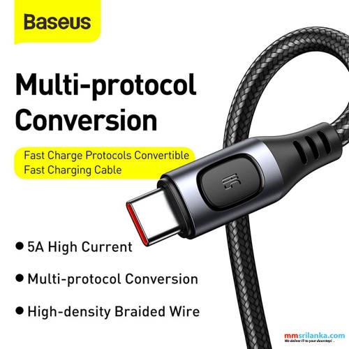 Baseus Flash Multiple Fast Charge Protocols Convertible Fast  Charging Cable USB For Type-C 5A 2m